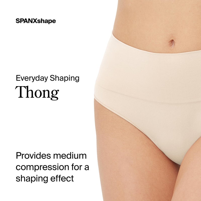 SPANX SPANXshape Everyday Shaping Thong - Core Control Shapewear Underwear - Invisible Under Clothes - Seamless Design - Soft Nude - X-Large - Image 2